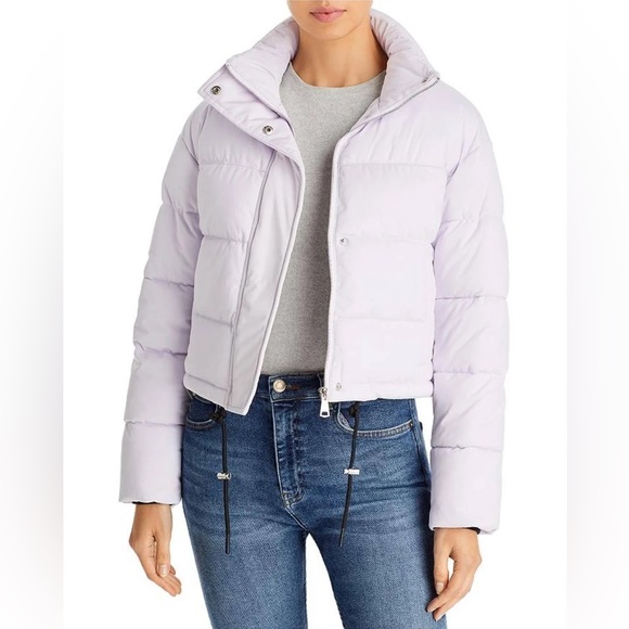 AQUA Quilted Cropped Puffer Jacket in Lilac, Size S New w/Tag Retail $168 - Picture 7 of 8
